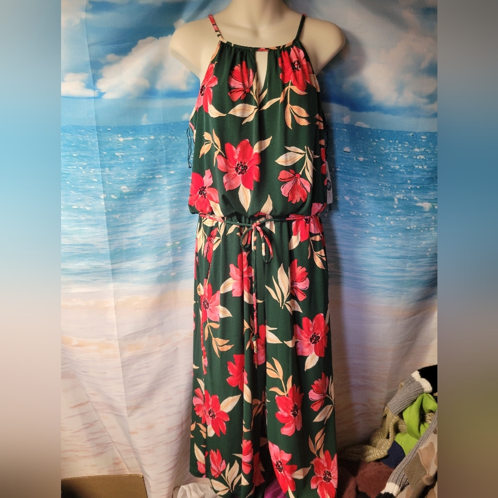 Maggy London NWT‎ Lottie Knit Crop Hawaiian Haltered Jumpsuit Size 6